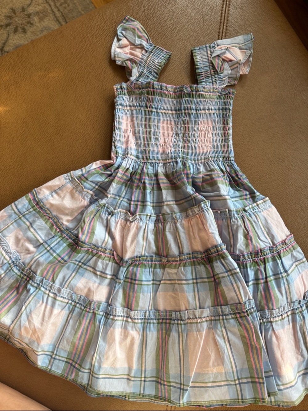 Hill house sz 3-4 Girls' Pastel Plaid Smocked Sundress - Pink & Blue - Picture 6 of 7
